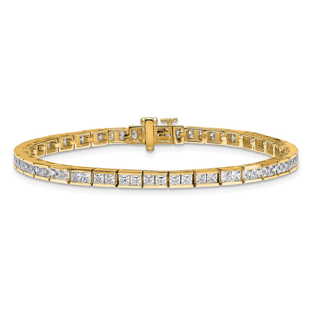 14K Yellow Gold 5 Carat Lab Grown Diamond Vs+ F+ Complete Princess Bezel Set Tennis Bracelet