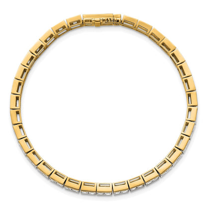 14K Yellow Gold 5 Carat Lab Grown Diamond Vs+ F+ Complete Princess Bezel Set Tennis Bracelet