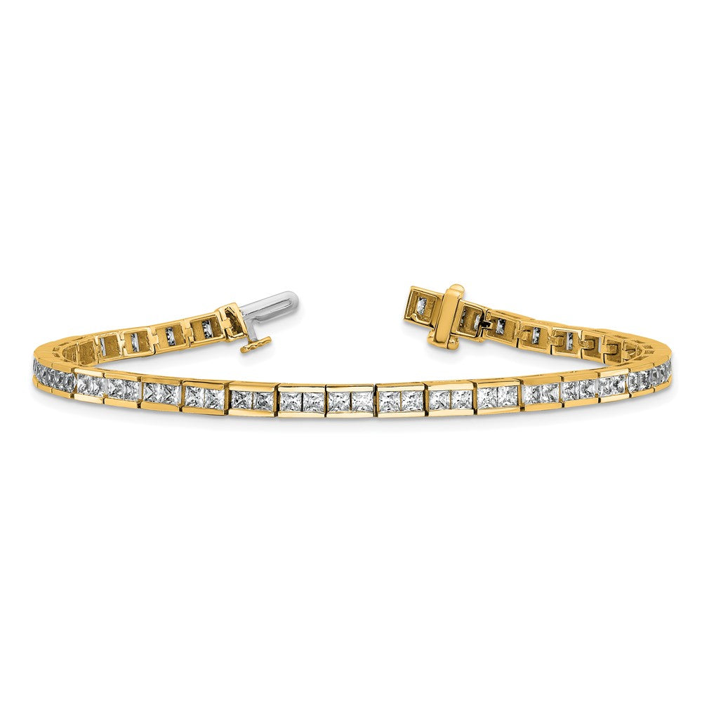 14K Yellow Gold 5 Carat Lab Grown Diamond Vs+ F+ Complete Princess Bezel Set Tennis Bracelet