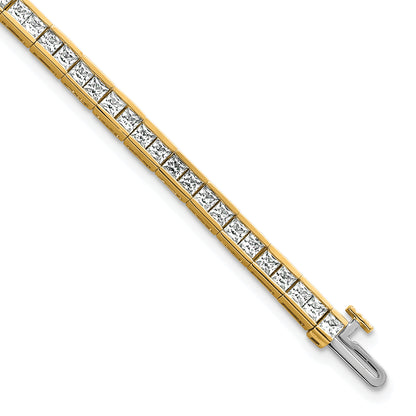 14K Yellow Gold 5 Carat Lab Grown Diamond Vs+ F+ Complete Princess Bezel Set Tennis Bracelet