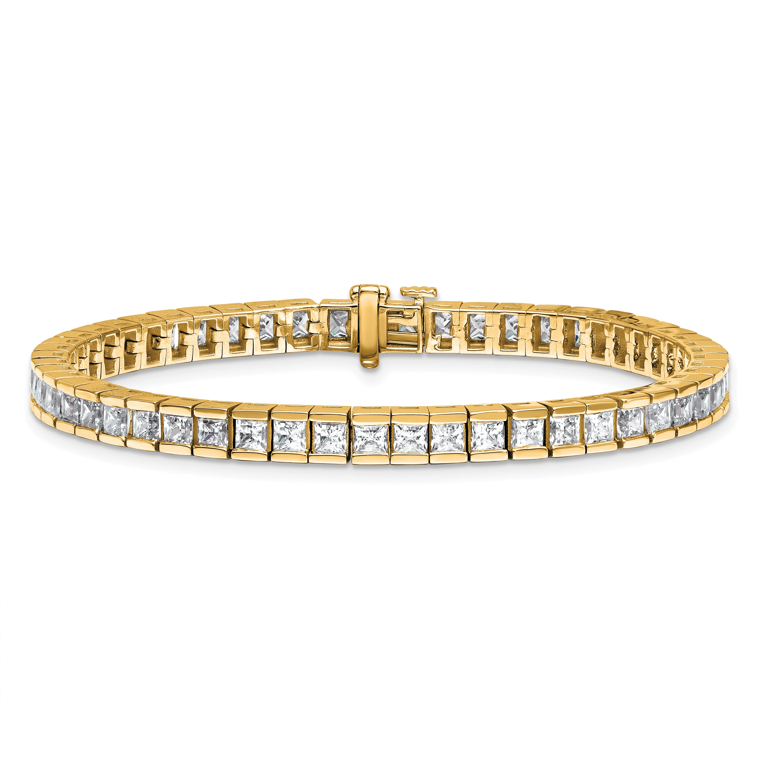 14K Yellow Gold Certified Lab Grown Diamond Vs/Si Fgh Princess Tennis Bracelet