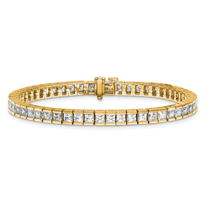 14K Yellow Gold Certified Lab Grown Diamond Vs/Si Fgh Princess Tennis Bracelet