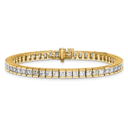 14K Yellow Gold Certified Lab Grown Diamond Vs/Si Fgh Princess Tennis Bracelet