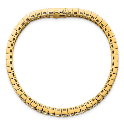14K Yellow Gold 10 Carat Lab Grown Diamond Vs+ F+ Complete Princess Bezel Set Tennis Bracelet
