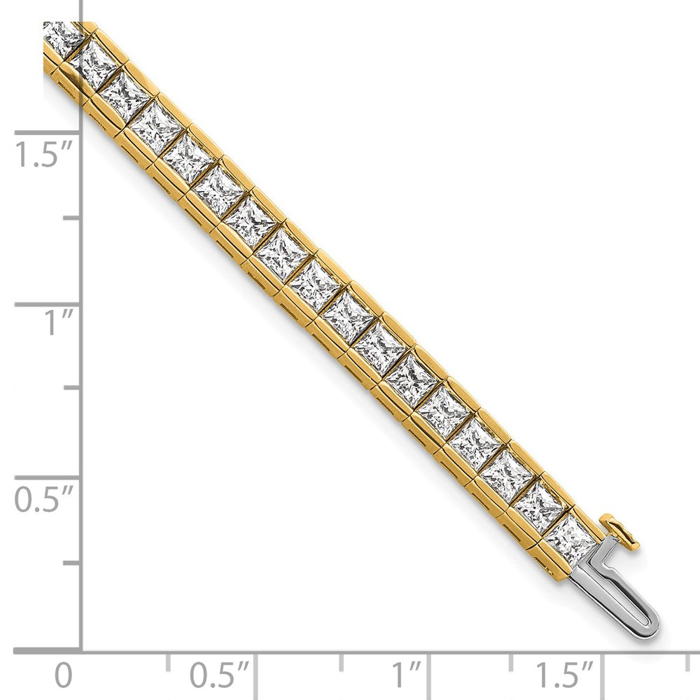 14K Yellow Gold 10 Carat Lab Grown Diamond Vs+ F+ Complete Princess Bezel Set Tennis Bracelet
