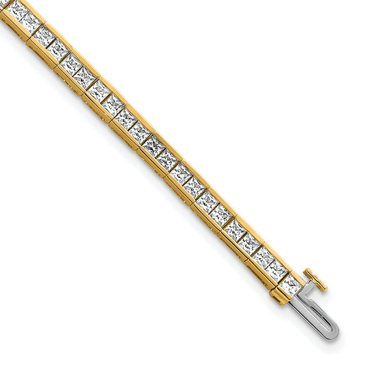14k Yellow Gold Lab Grown Diamond VS/SI FGH Princess Tennis Bracelet