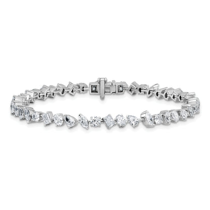 14K White Gold 5 1/3 Carat Lab Grown Diamond Vs/Si+ G+ Complete Multiple Shape Fashion Tennis Bracelet