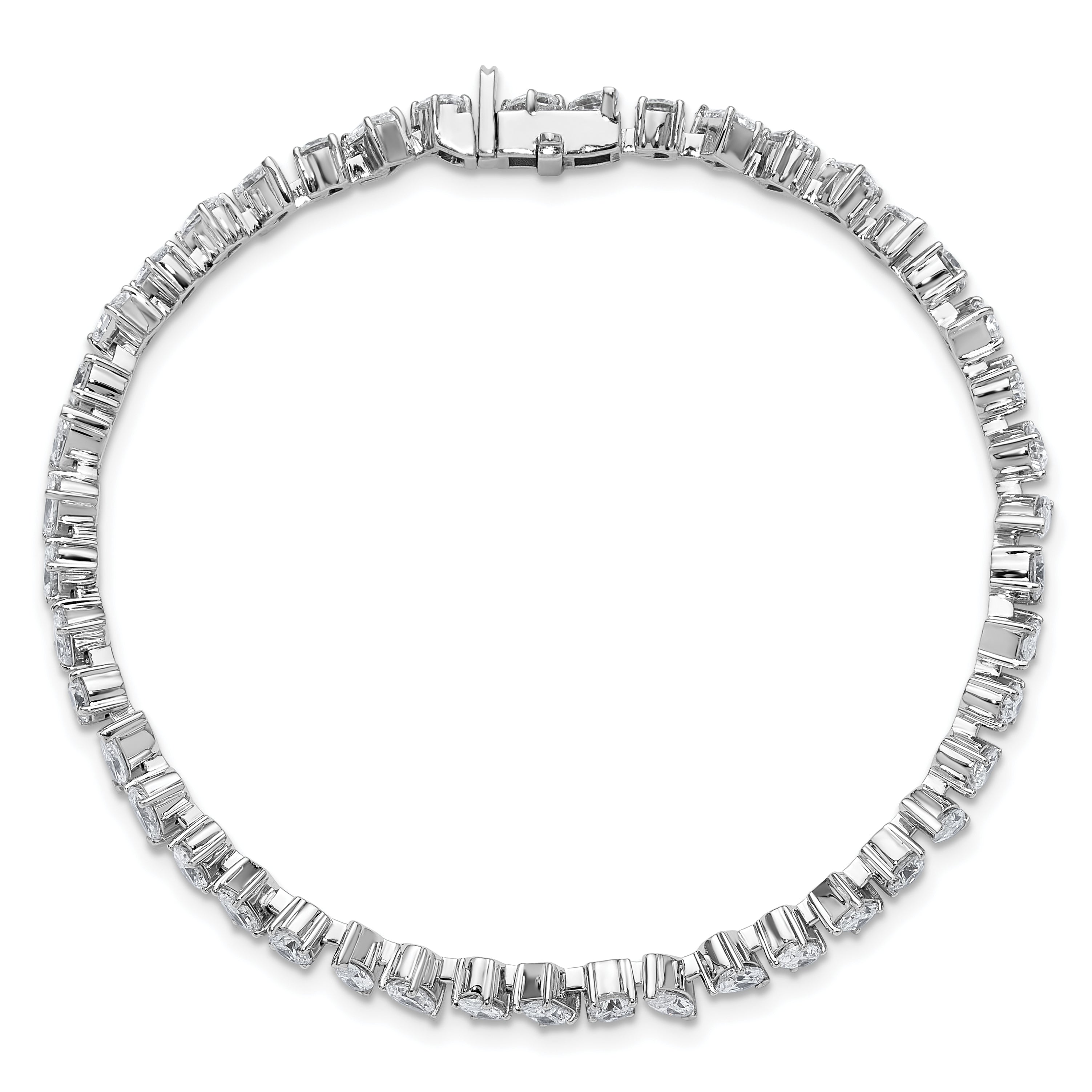 14K White Gold 5 1/3 Carat Lab Grown Diamond Vs/Si+ G+ Complete Multiple Shape Fashion Tennis Bracelet