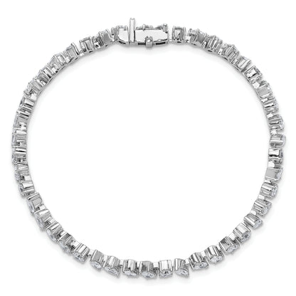 14K White Gold 5 1/3 Carat Lab Grown Diamond Vs/Si+ G+ Complete Multiple Shape Fashion Tennis Bracelet