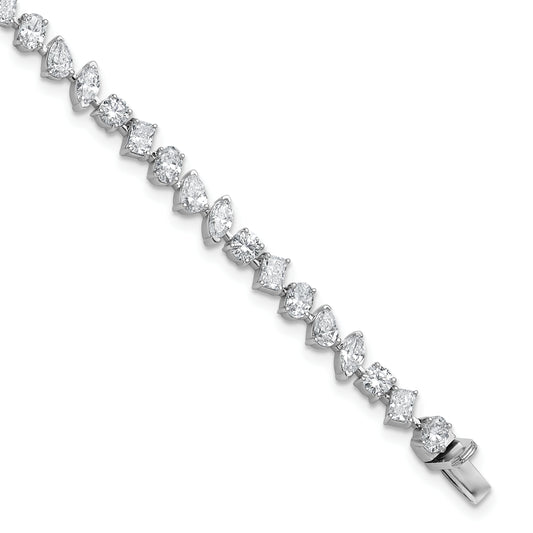 14K White Gold 5 1/3 Carat Lab Grown Diamond Vs/Si+ G+ Complete Multiple Shape Fashion Tennis Bracelet