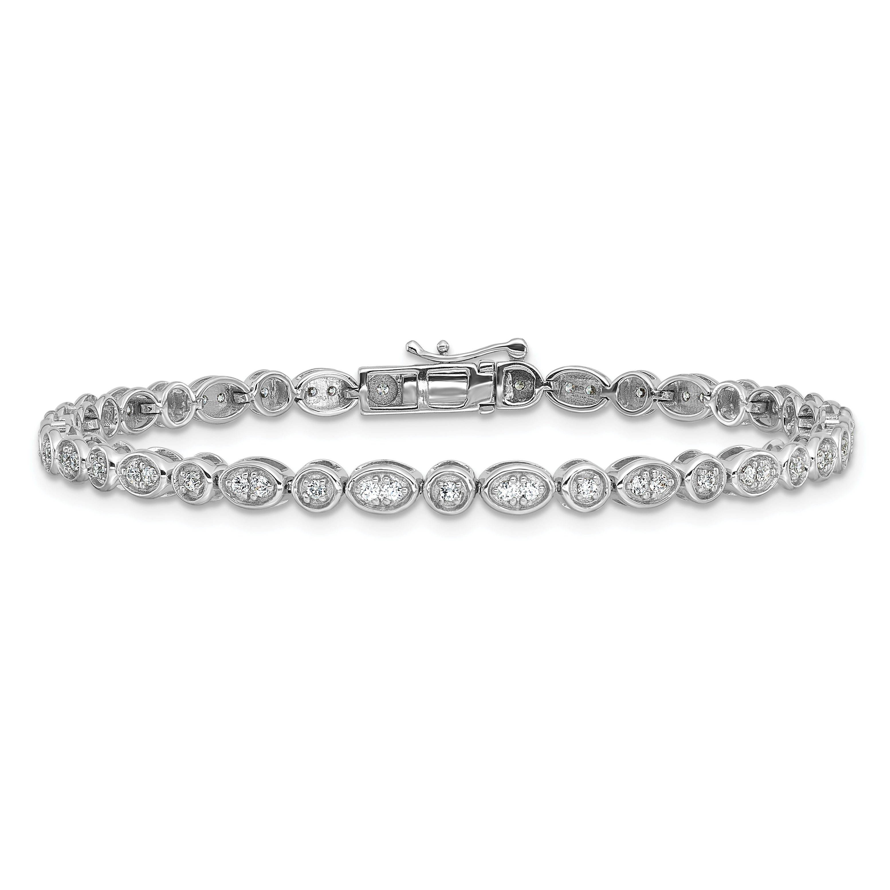 14K White Gold 7/8 Carat Lab Grown Diamond Vs/Si+ G+ 7 Inch Fancy Bracelet