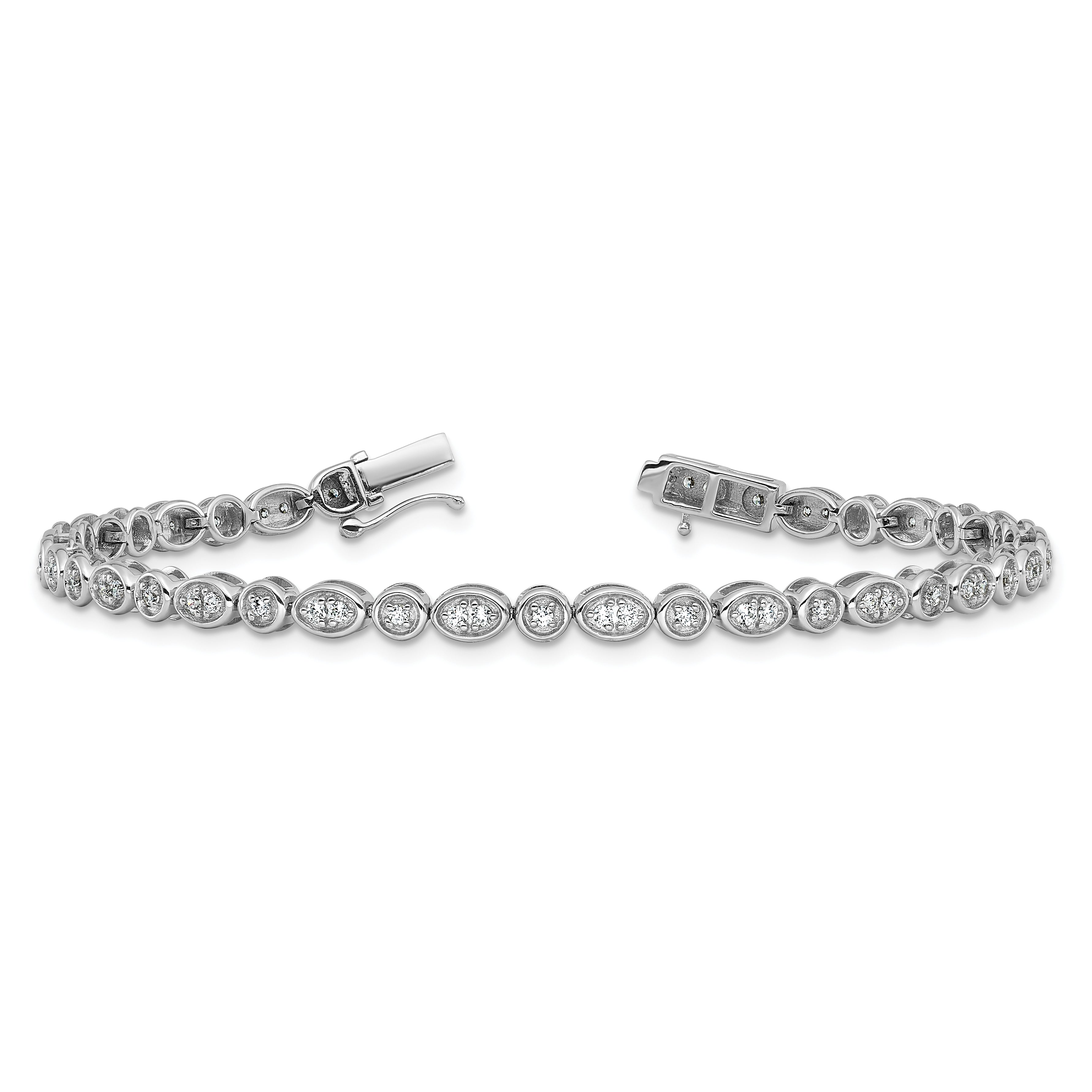 14K White Gold 7/8 Carat Lab Grown Diamond Vs/Si+ G+ 7 Inch Fancy Bracelet