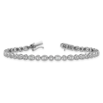 14K White Gold 7/8 Carat Lab Grown Diamond Vs/Si+ G+ 7 Inch Fancy Bracelet