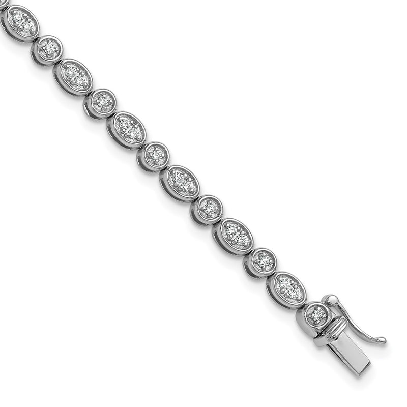 14K White Gold 7/8 Carat Lab Grown Diamond Vs/Si+ G+ 7 Inch Fancy Bracelet
