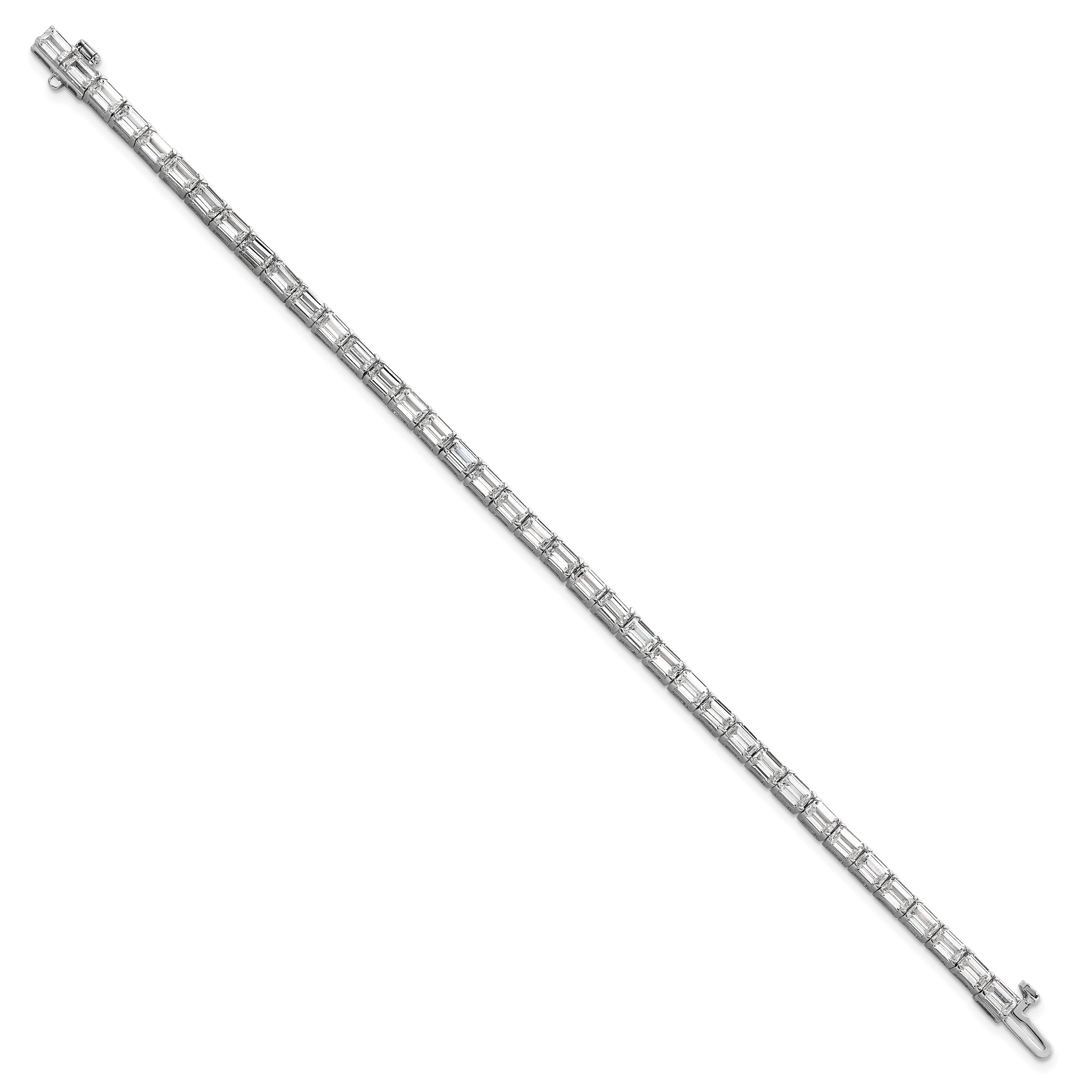 14k White Gold 10 Ct. Lab Grown Diamond VS/SI+ G+ Emerald Tennis Bracelet