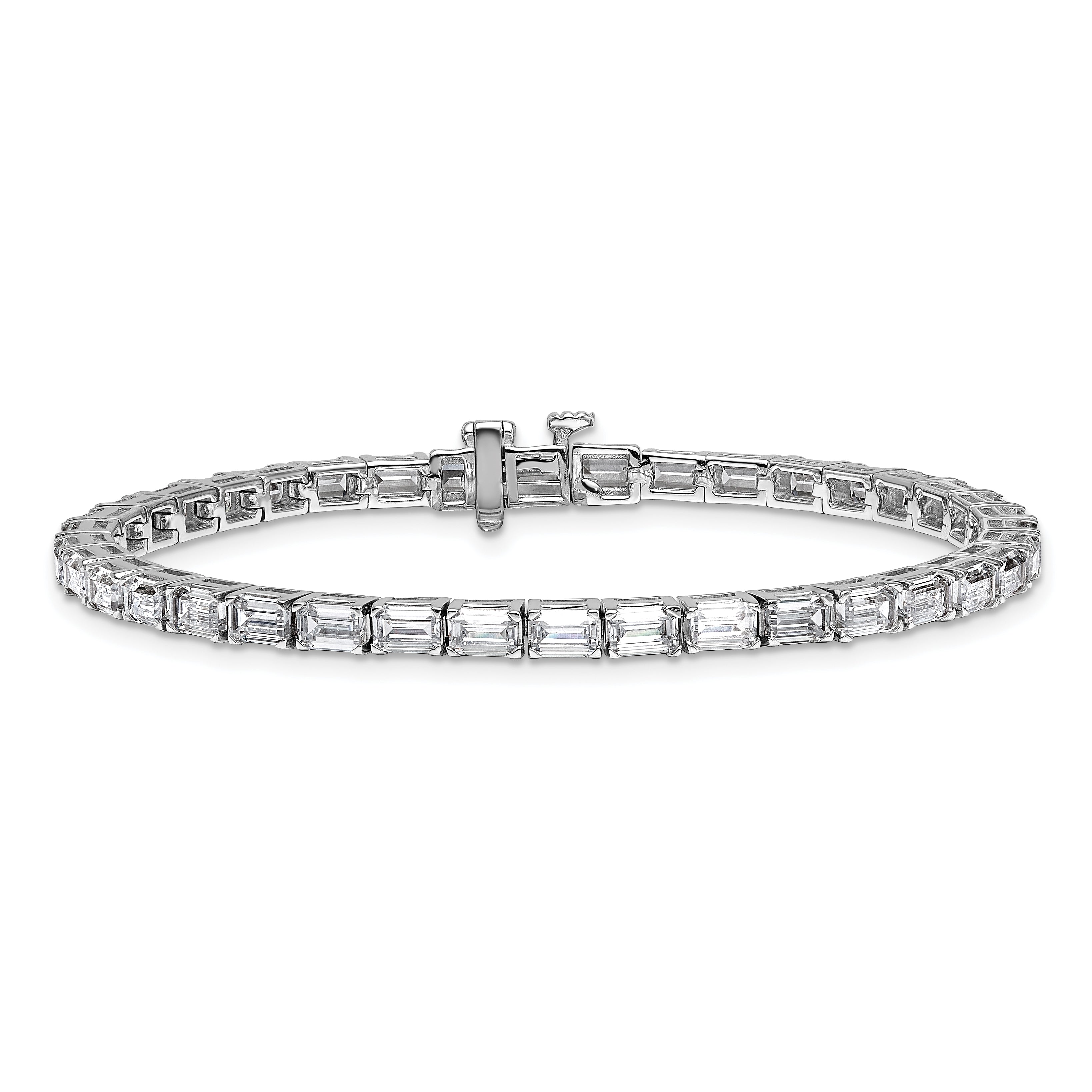 14k White Gold 10 Ct. Lab Grown Diamond VS/SI+ G+ Emerald Tennis Bracelet