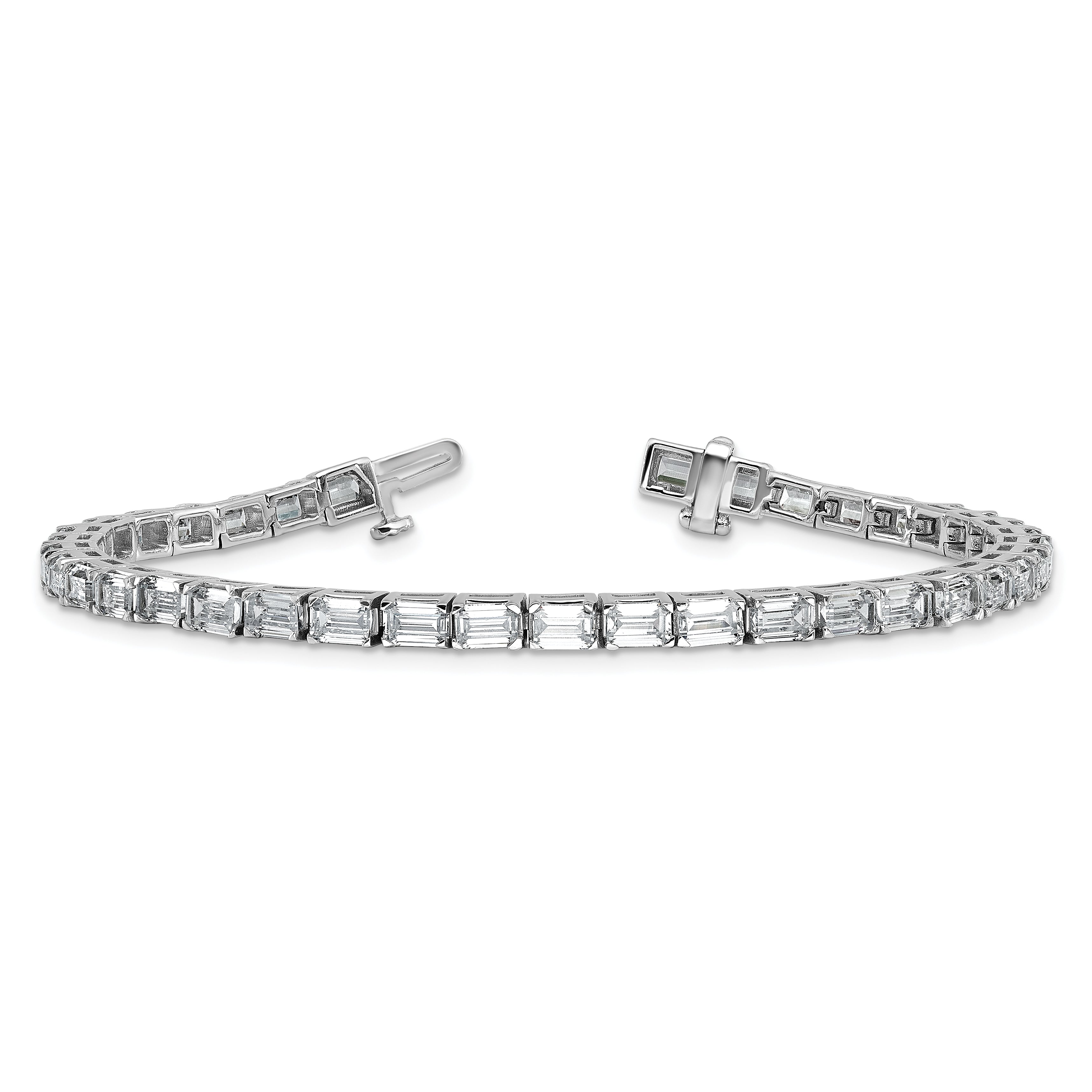 14k White Gold 10 Ct. Lab Grown Diamond VS/SI+ G+ Emerald Tennis Bracelet