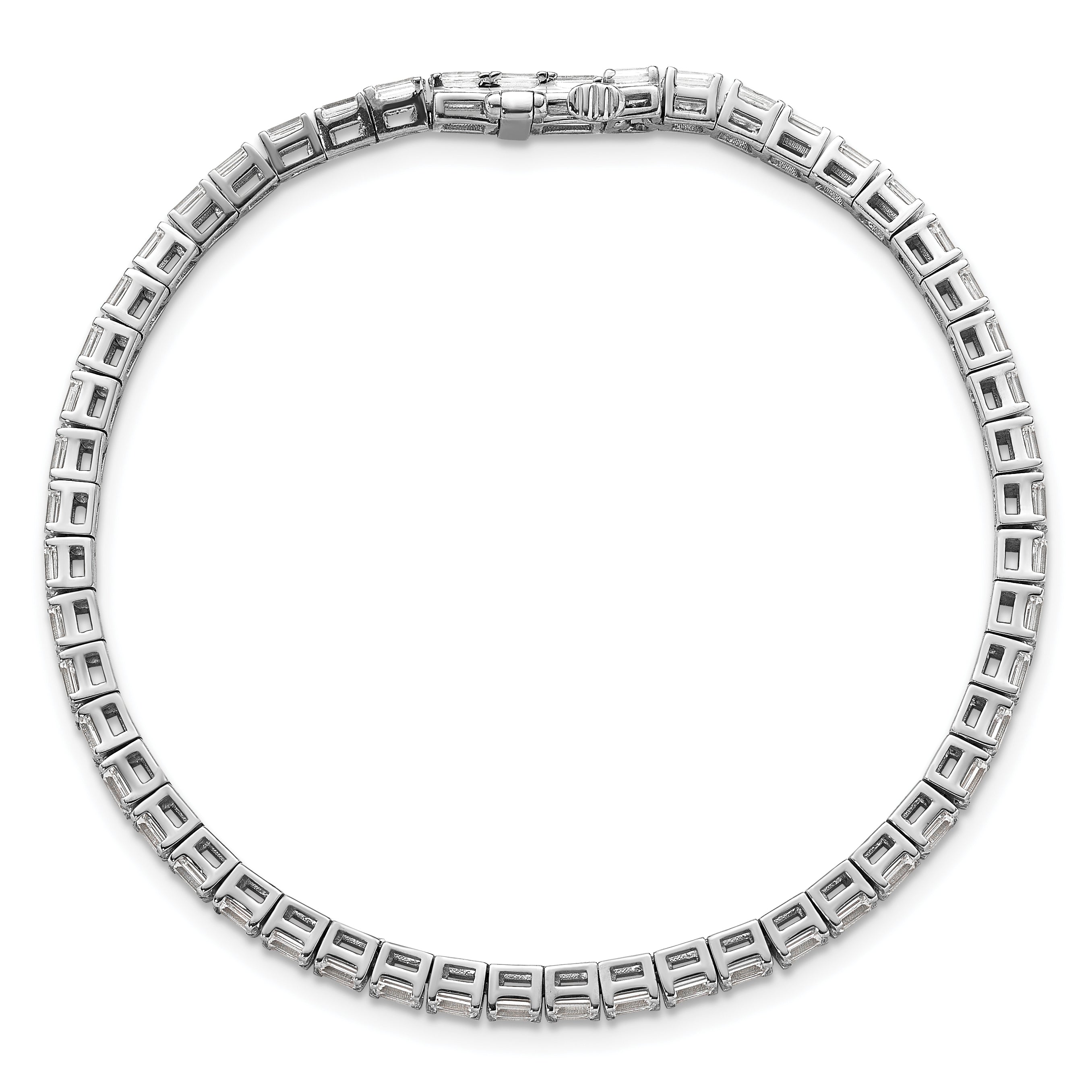 14k White Gold 5 Ct. Lab Grown Diamond VS/SI+ G+ Emerald Tennis Bracelet
