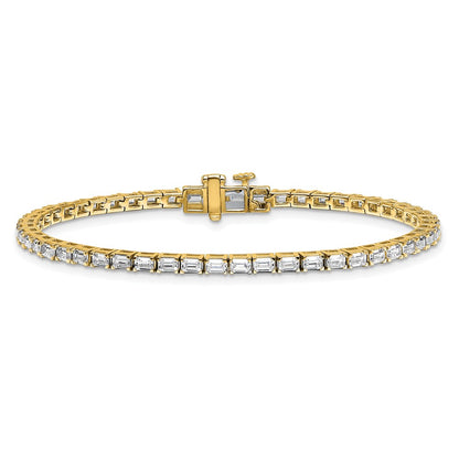 14k Yellow Gold 5 Ct. Lab Grown Diamond VS/SI+ G+ Emerald Tennis Bracelet