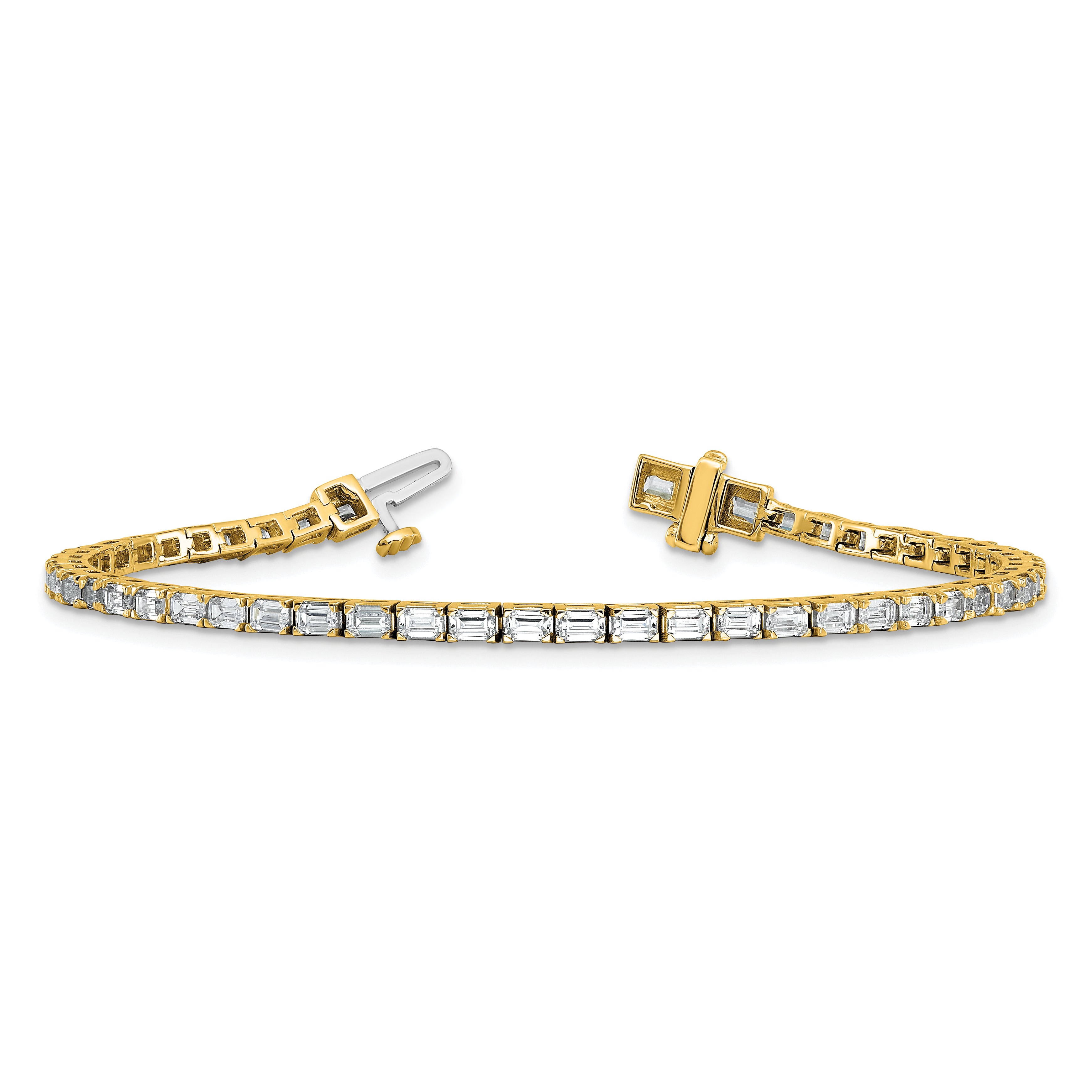 14k Yellow Gold 5 Ct. Lab Grown Diamond VS/SI+ G+ Emerald Tennis Bracelet