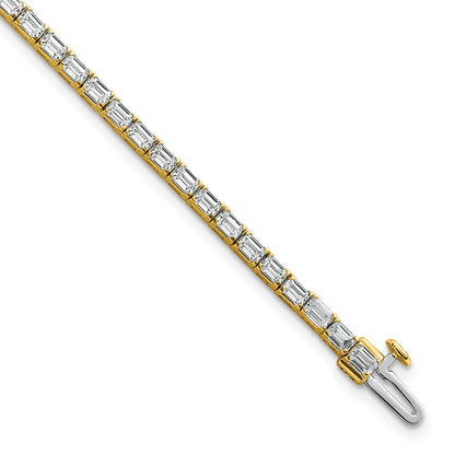 14k Yellow Gold 5 Ct. Lab Grown Diamond VS/SI+ G+ Emerald Tennis Bracelet