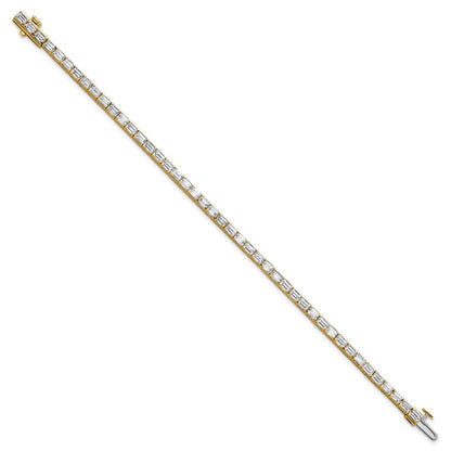 14k Yellow Gold 7 Ct. Lab Grown Diamond VS/SI+ G+ Emerald Tennis Bracelet