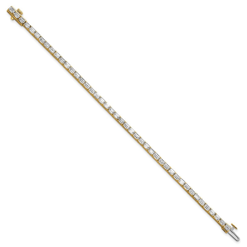 14k Yellow Gold 7 Ct. Lab Grown Diamond VS/SI+ G+ Emerald Tennis Bracelet