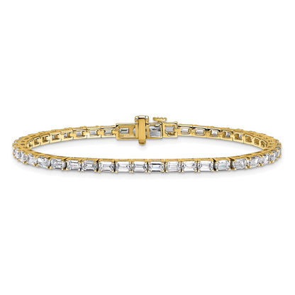 14k Yellow Gold 7 Ct. Lab Grown Diamond VS/SI+ G+ Emerald Tennis Bracelet