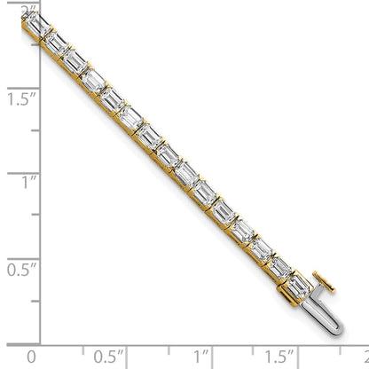 14k Yellow Gold 7 Ct. Lab Grown Diamond VS/SI+ G+ Emerald Tennis Bracelet
