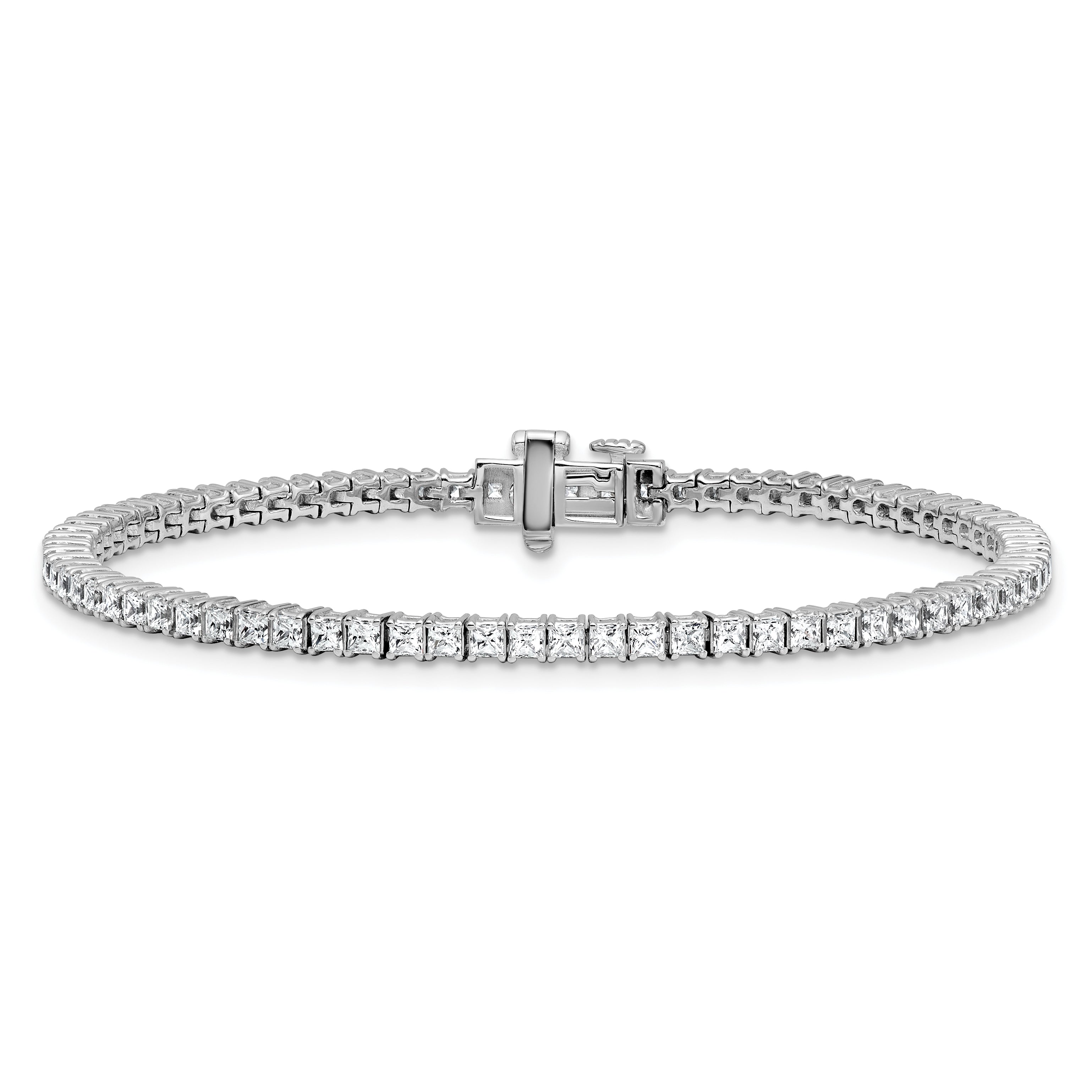 14K White Gold 4Ctw Vs+ F+ Lab Grown Princess Diamond Tennis Bracelet