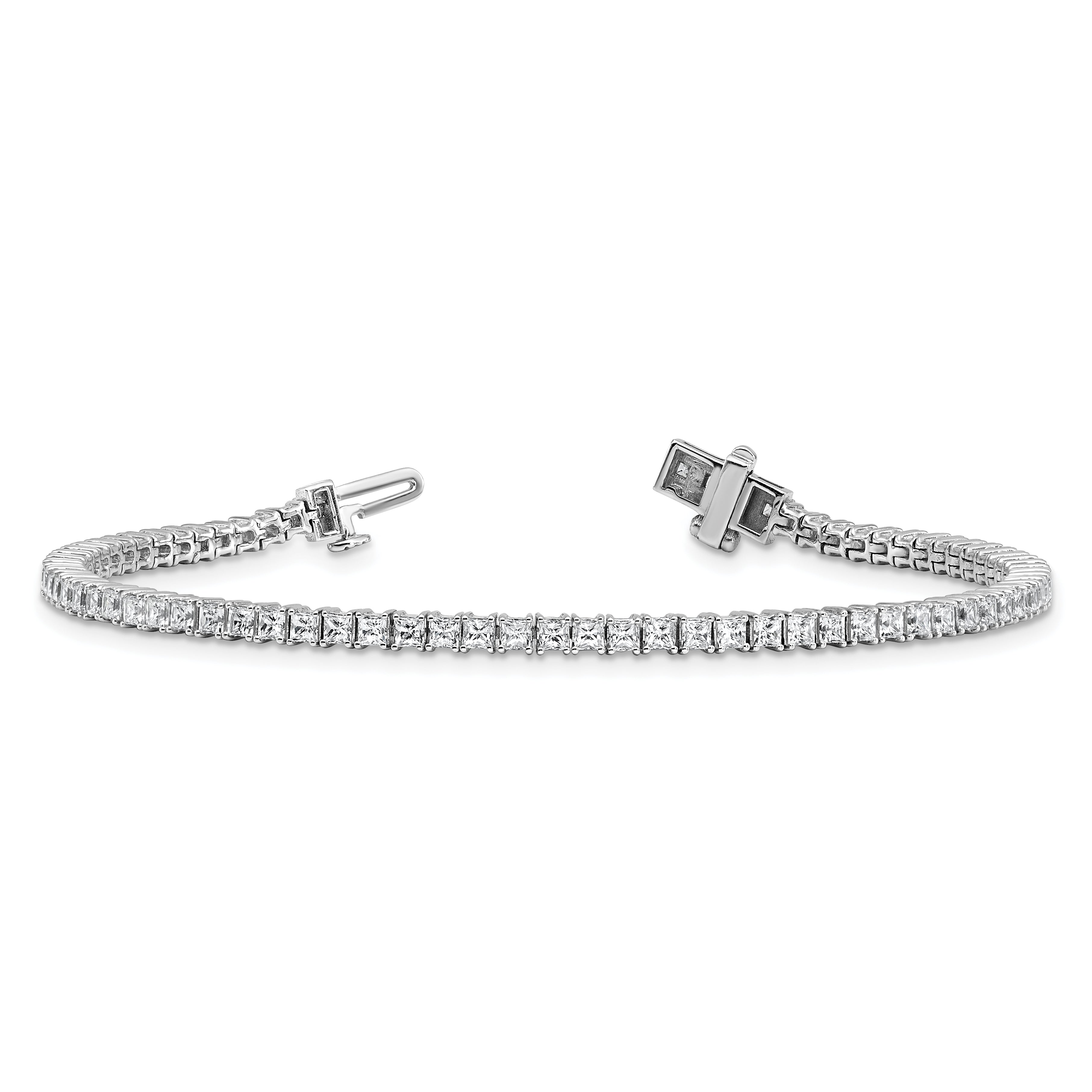 14K White Gold 4Ctw Vs+ F+ Lab Grown Princess Diamond Tennis Bracelet
