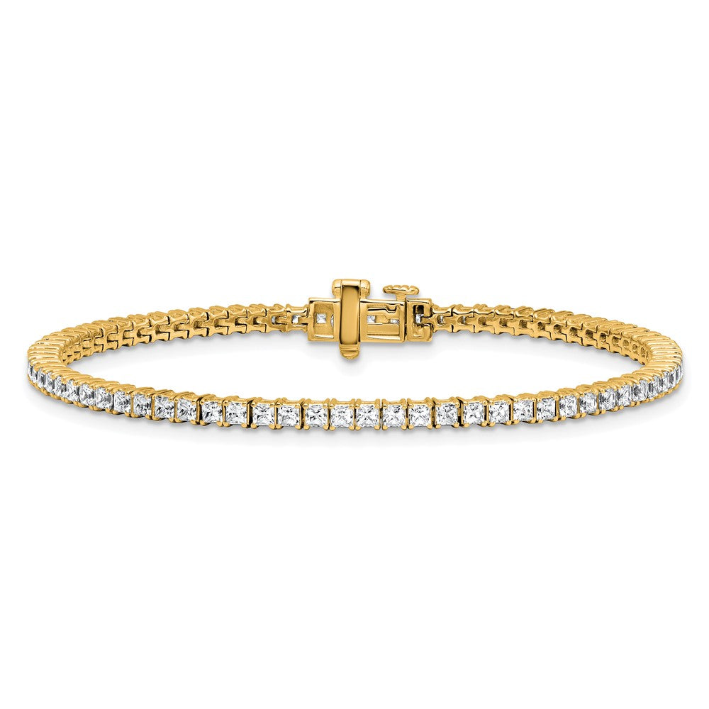 14K Yellow Gold 4Ctw Vs+ F+ Lab Grown Princess Diamond Tennis Bracele