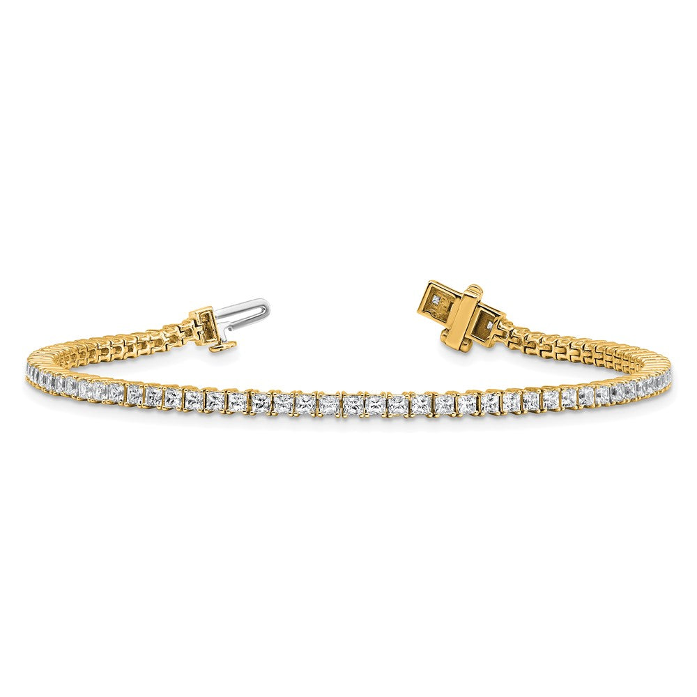 14K Yellow Gold 4Ctw Vs+ F+ Lab Grown Princess Diamond Tennis Bracele