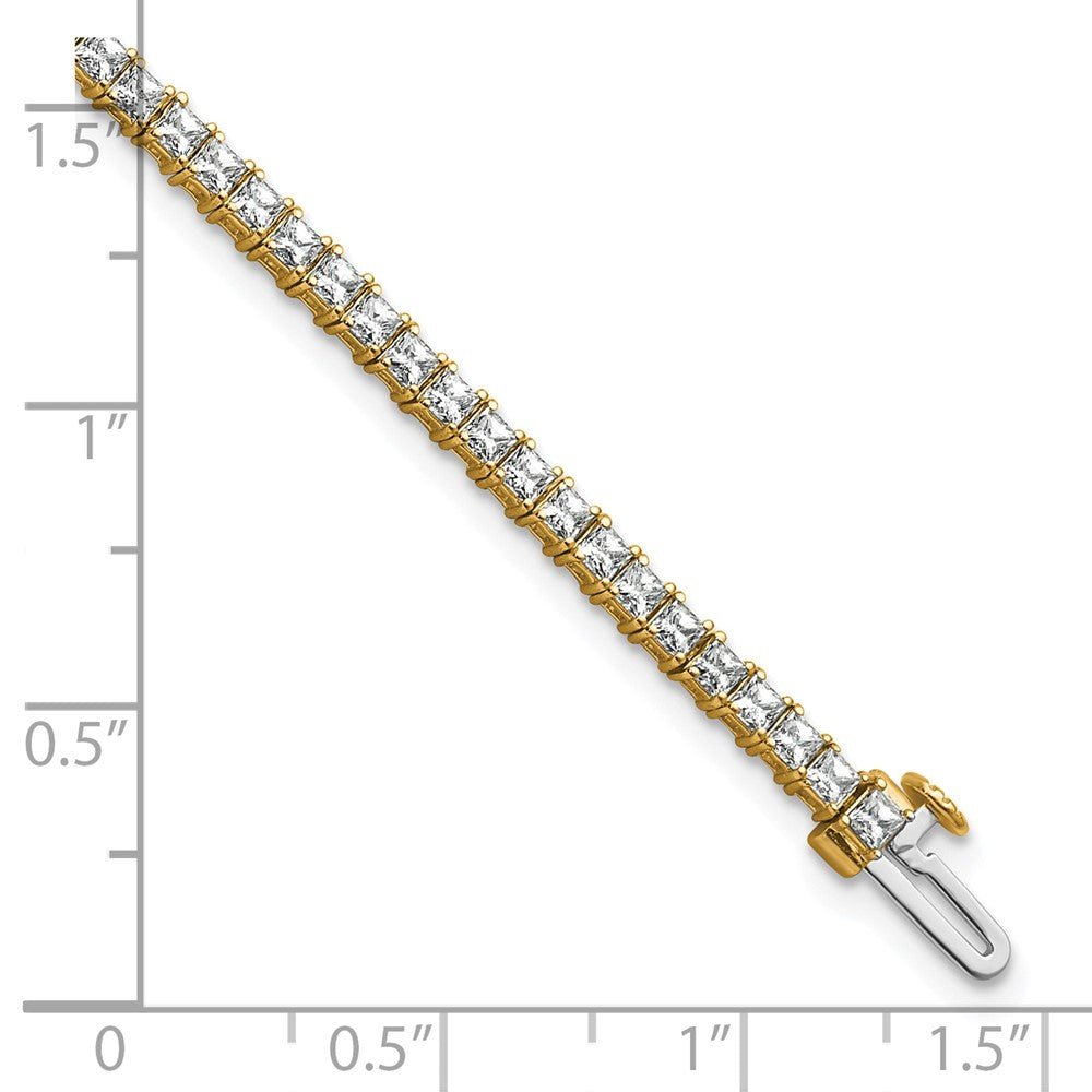 14K Yellow Gold 4Ctw Vs+ F+ Lab Grown Princess Diamond Tennis Bracele