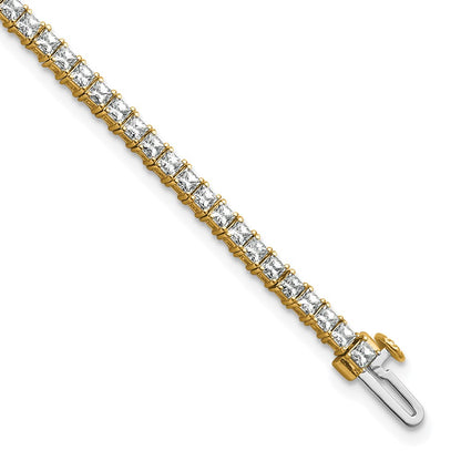 14K Yellow Gold 4Ctw Vs+ F+ Lab Grown Princess Diamond Tennis Bracele