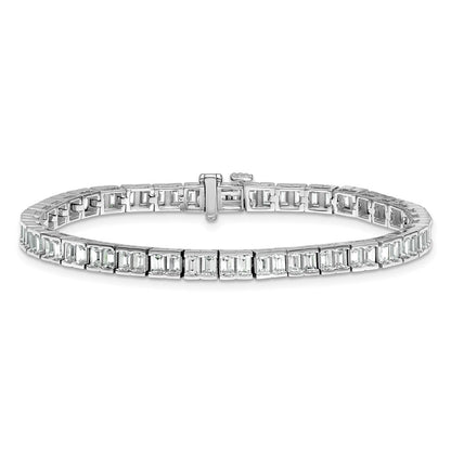 14K White Gold 7 3/8 Carat Certified Lab Grown Diamond Vs+ F+ Emerald Bezel Set Tennis Bracelet