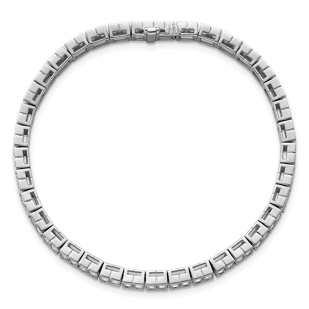 14K White Gold 7 3/8 Carat Lab Grown Diamond Vs/Si+ G+ Emerald Bezel Set Tennis Bracelet