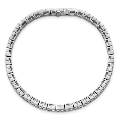 14K White Gold 7 3/8 Carat Certified Lab Grown Diamond Vs+ F+ Emerald Bezel Set Tennis Bracelet