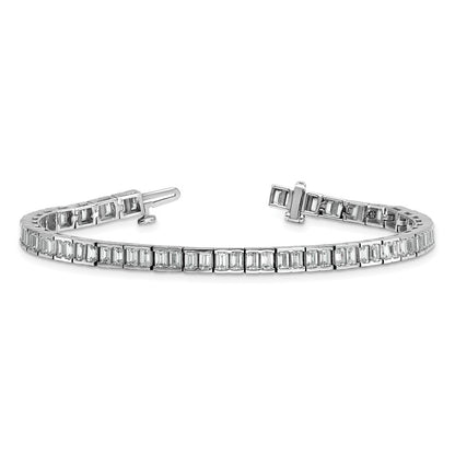 14K White Gold 7 3/8 Carat Certified Lab Grown Diamond Vs+ F+ Emerald Bezel Set Tennis Bracelet