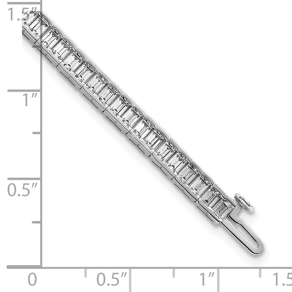 14K White Gold 7 3/8 Carat Certified Lab Grown Diamond Vs+ F+ Emerald Bezel Set Tennis Bracelet