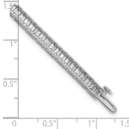 14K White Gold 7 3/8 Carat Certified Lab Grown Diamond Vs+ F+ Emerald Bezel Set Tennis Bracelet