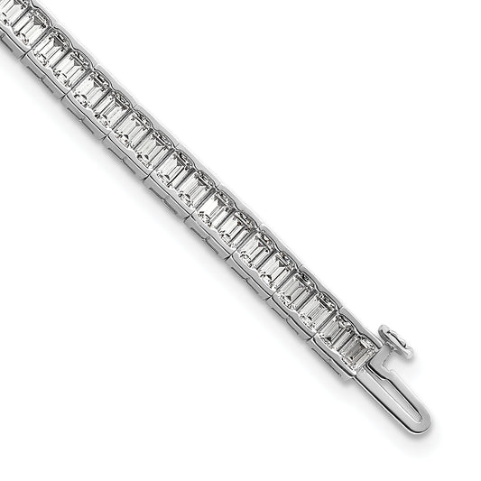 14K White Gold 7 3/8 Carat Certified Lab Grown Diamond Vs+ F+ Emerald Bezel Set Tennis Bracelet