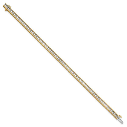 14K Yellow Gold 7 3/8 Carat Certified Lab Grown Diamond Vs/Si+ G+ Emerald Bezel Set Tennis Bracelet
