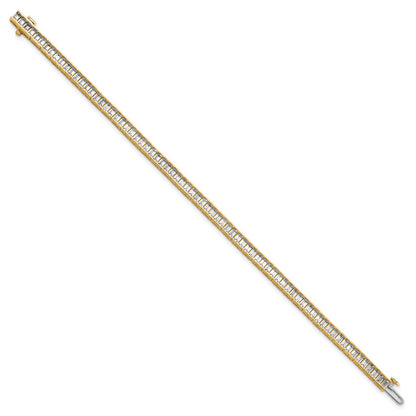 14K Yellow Gold 7 3/8 Carat Lab Grown Diamond Vs/Si+ G+ Emerald Bezel Set Tennis Bracelet