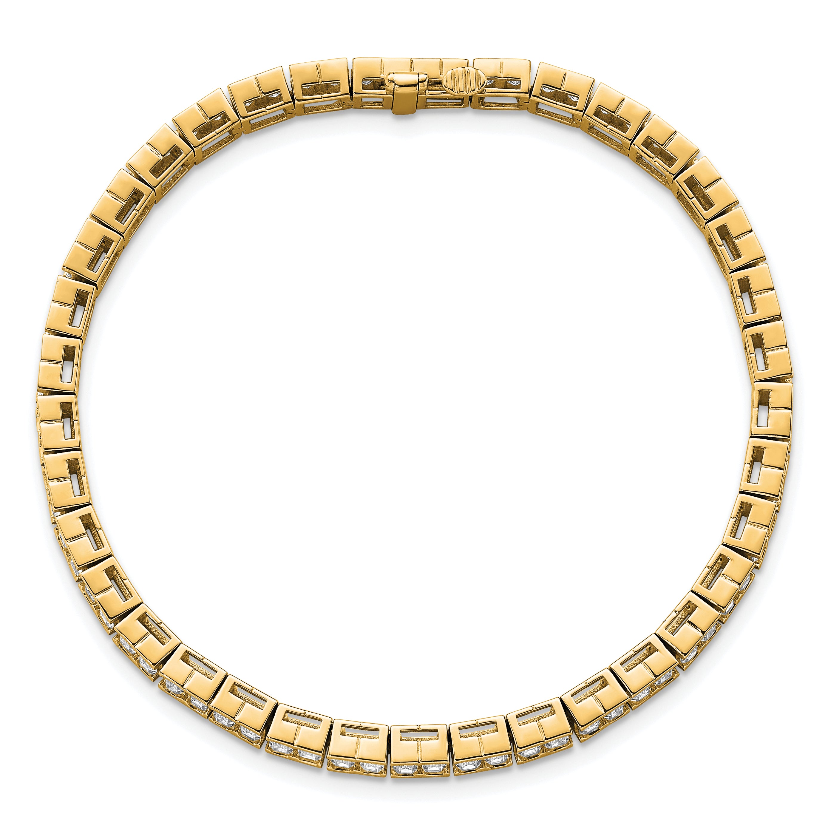 14K Yellow Gold 7 3/8 Carat Certified Lab Grown Diamond Vs/Si+ G+ Emerald Bezel Set Tennis Bracelet