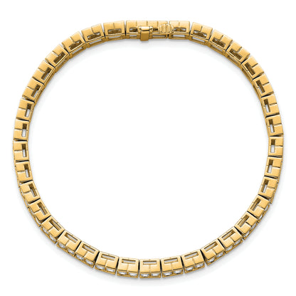 14K Yellow Gold 7 3/8 Carat Certified Lab Grown Diamond Vs/Si+ G+ Emerald Bezel Set Tennis Bracelet