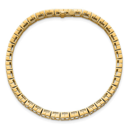 14K Yellow Gold 7 3/8 Carat Certified Lab Grown Diamond Vs/Si+ G+ Emerald Bezel Set Tennis Bracelet