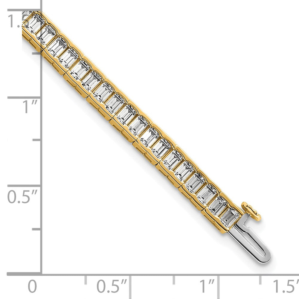14K Yellow Gold 7 3/8 Carat Certified Lab Grown Diamond Vs+ F+ Emerald Bezel Set Tennis Bracelet