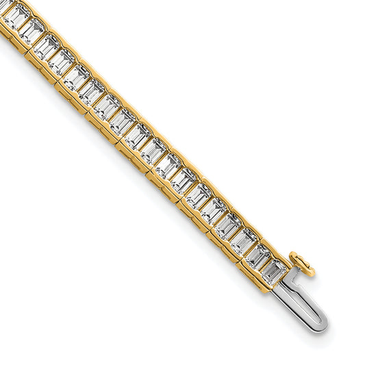 14K Yellow Gold 7 3/8 Carat Certified Lab Grown Diamond Vs/Si+ G+ Emerald Bezel Set Tennis Bracelet