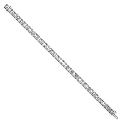 14K White Gold 10 Carat Certified Lab Grown Diamond Vs+ F+ Emerald Bezel Set Tennis Bracelet